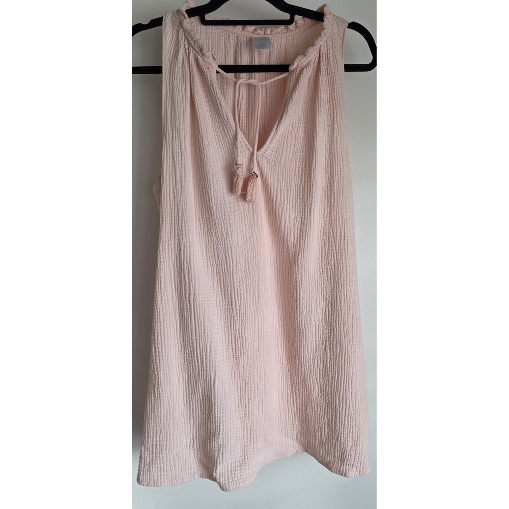 Kona Sol Women's Sleeveless Mini Dress L Pink Cotton Coastal Lightweight Casual